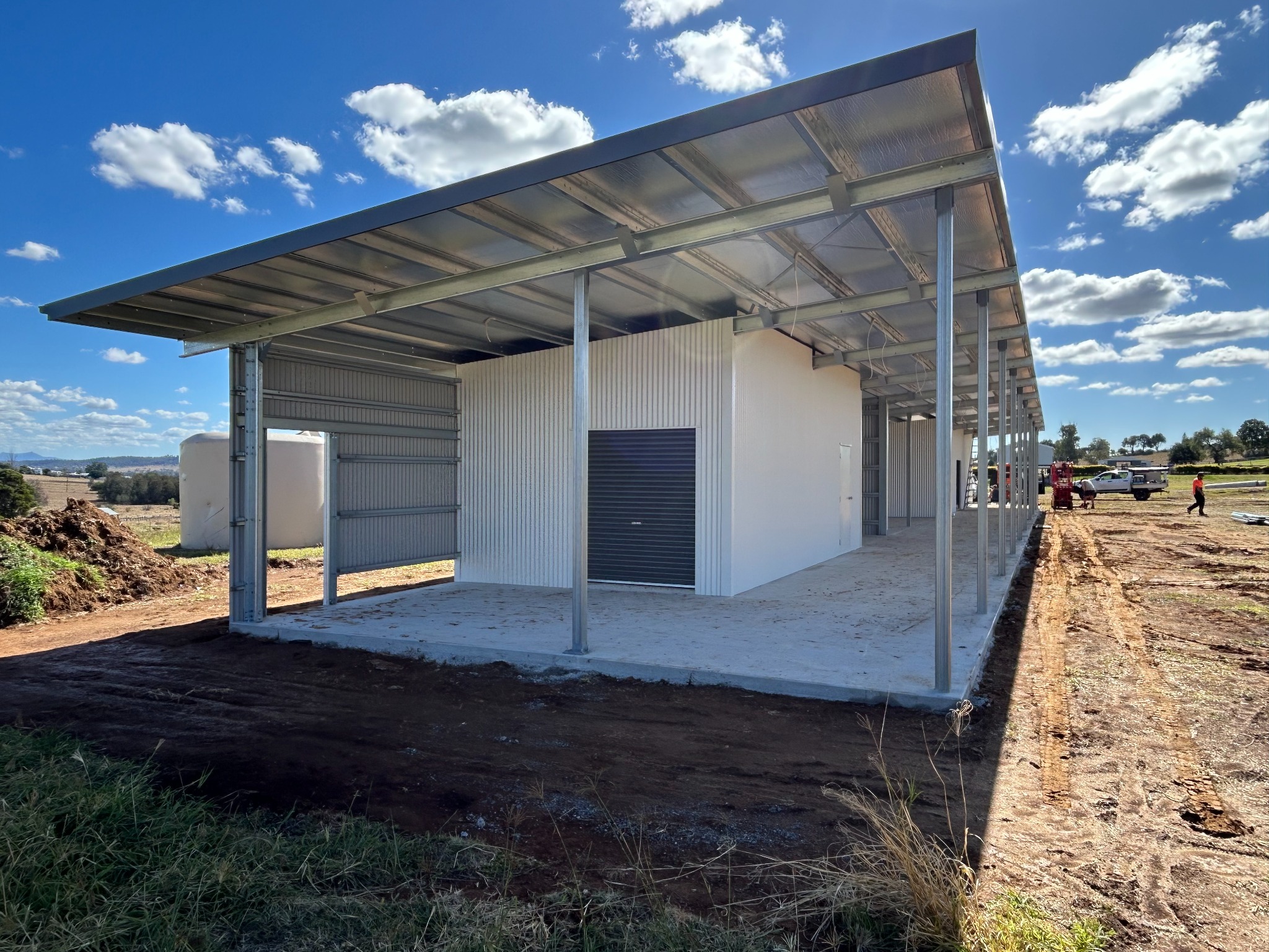 Large commercial awning during construction