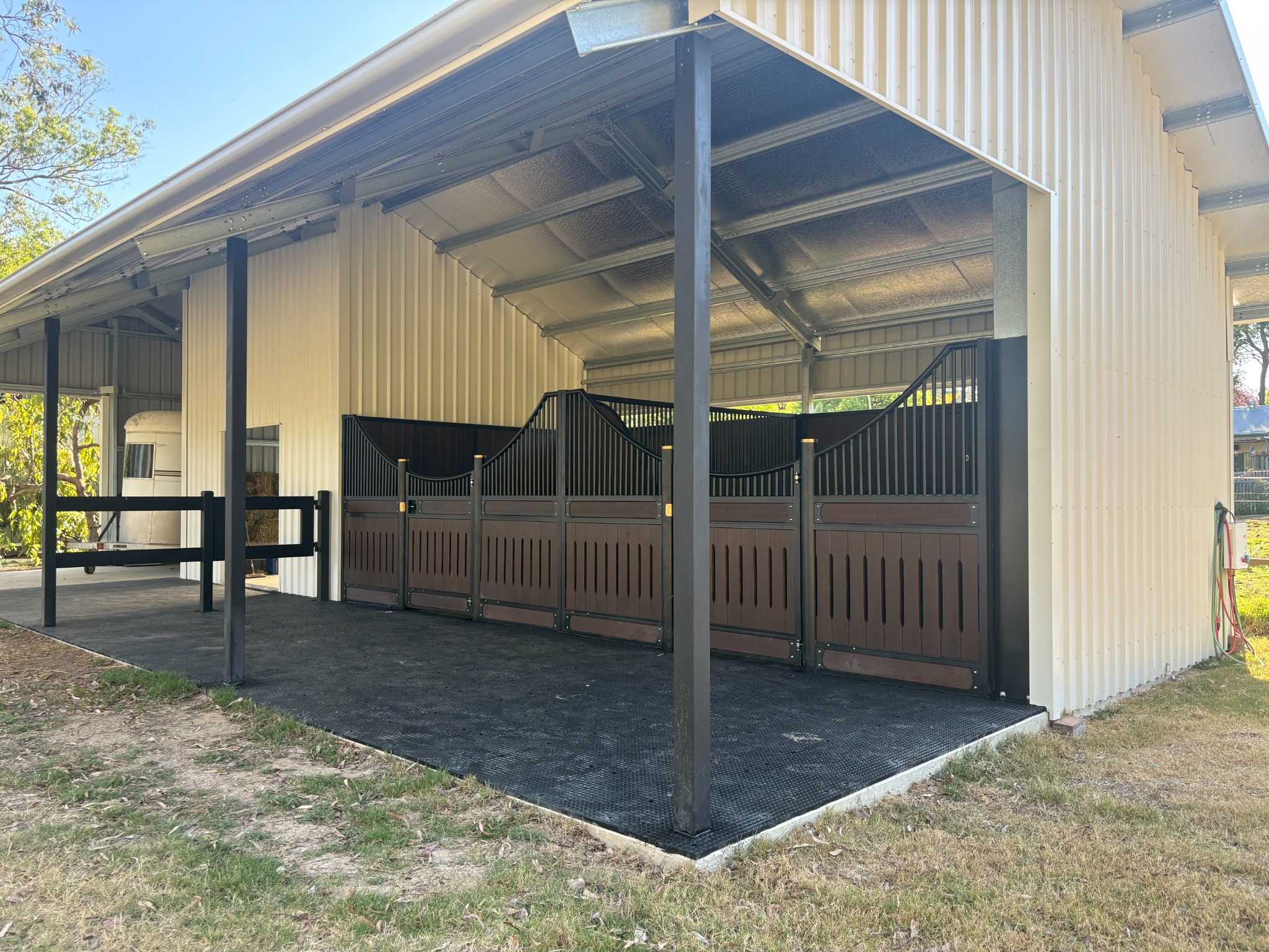 Completed equestrian steel building